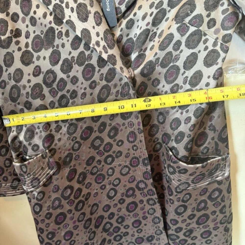 Samuel Dong NEW Trench Coat Metallic Texture Neutral Dress Pockets Jacket Animal - Picture 15 of 16